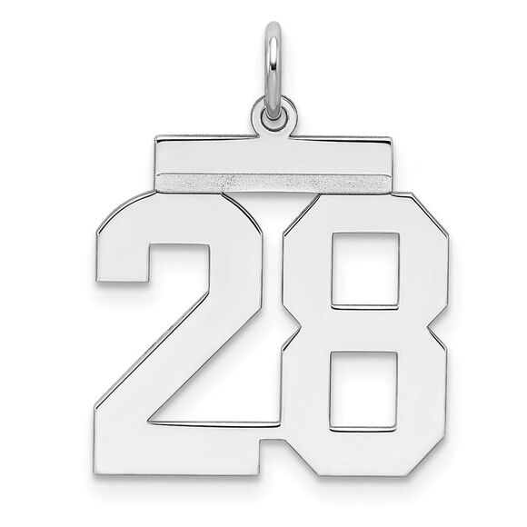 Sterling Silver Athletic Collection Medium Polished Number 28 Pendant